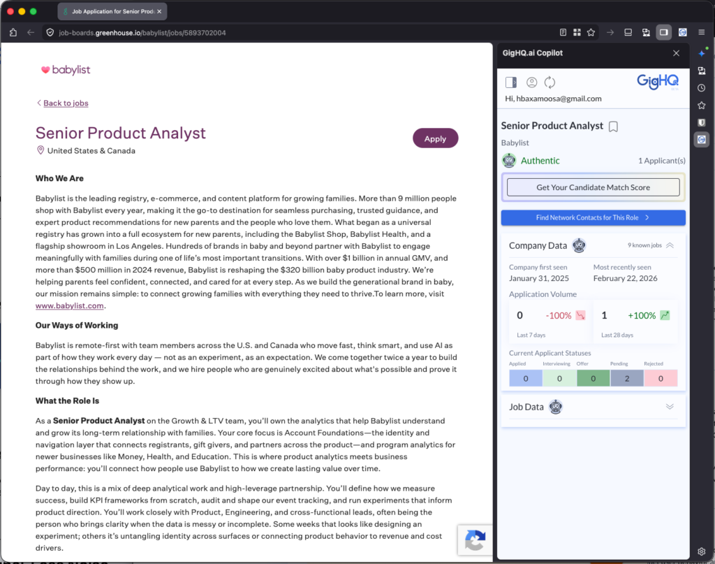 GigHQ.ai browser extension for Mozilla Firefox.