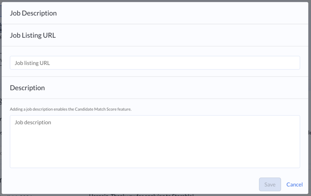 GigHQ.ai - Add a Job Page URL and Job Description to a Job Application